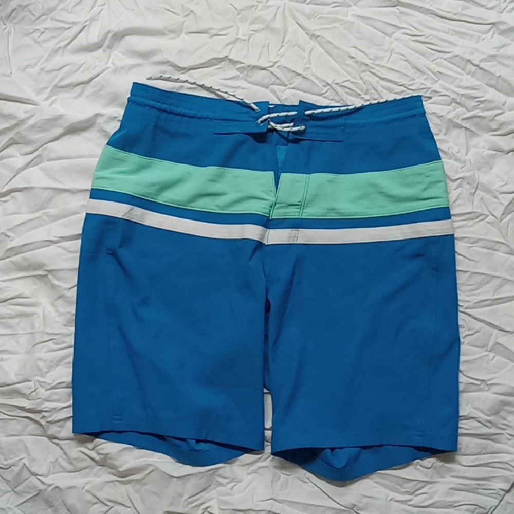 NWT OLD Navy California men's swim trunks blue green white size 30